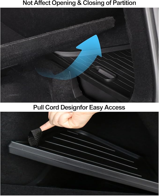 for Tesla Trunk Storage Bins Model Y Juniper 2026 2025 Refresh Rear Organizer with Lid Trunk Side Storage Box Model Y Interior Accessories TPE Waterproof Cargo Storage Bins Black 2PCS
