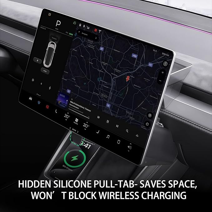 New Upgrade Under Screen Storage Organizer for Tesla Model Y Juniper 2025-2026 & Model 3 Highland 2024-2025, Hidden Console Tray, Black