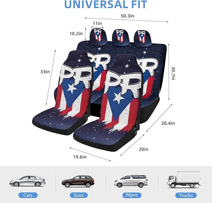 5 Pcs Premium Blue Flag Car Seat Cover, Breathable & Washable Car Seat Covers Full Sets, Fashionable Printed Seat Covers for Cars Interior, Universal Fit for Most Cars, Sedan, Truck, SUV