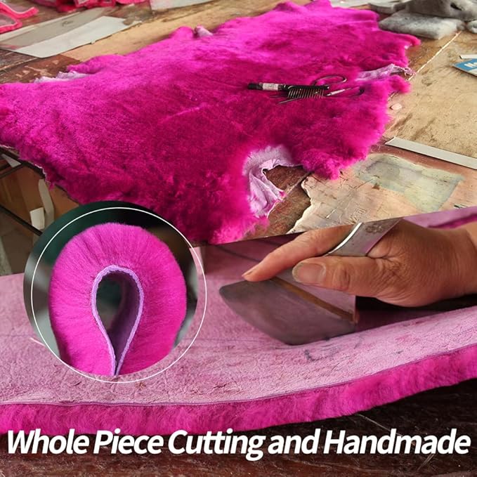 Genuine Sheepskin Auto Seat Pad, Australian Soft Wool Seat Cover Breathable and Sweat-Wicking Comfort Warm Universal Fit,19.2 inch x19.2 inch (Front seat Cushion 1pc, Pink)