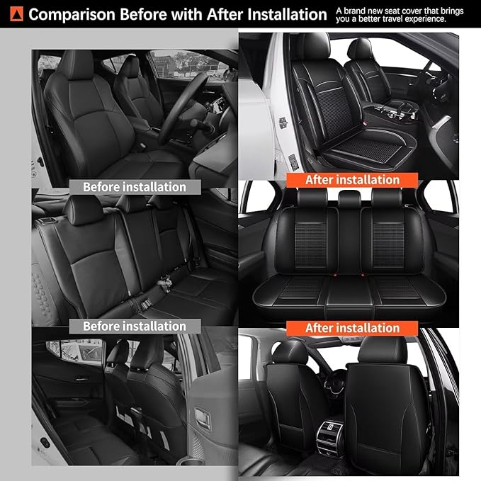 Breathable Ice Silk Seat Covers for Hyundai Kona 2018-2025 2026 - Waterproof Leather Car Cushions Anti-Slip Cooling Seat Covers Protector(5 Seats - Black)