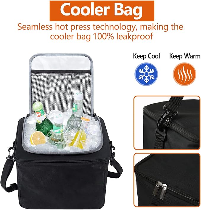 Car Trunk Organizer with Insulated Cooler Bag, 115L Foldable & Waterproof Storage Organizer with Lid for SUV, Truck, Sedan - 4 Large Adjustable Compartments, Heavy Duty & Collapsible Design