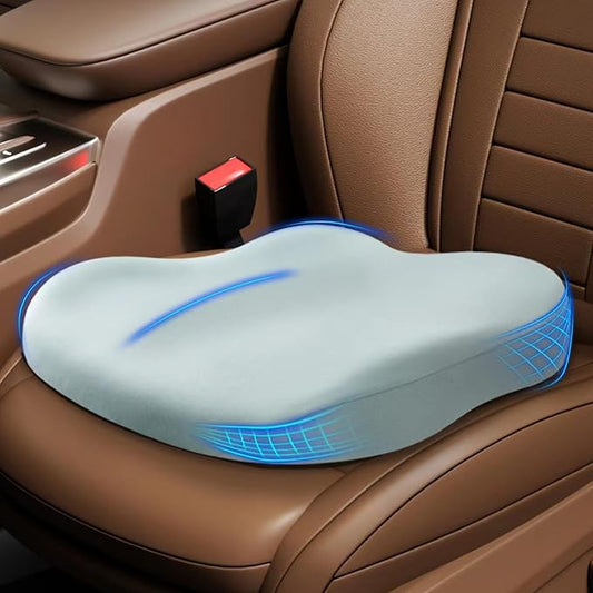 Wedge Car Seat Cushions for Driving, Adult Booster Seat Cushion for Car Truck Driver, Memory Foam Butt Cushion for Office Chair Wheelchair Home, Cloth Blue