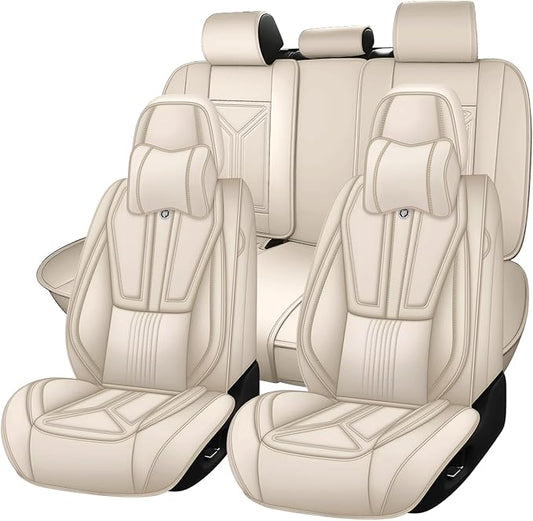 Car Seat Cover Full Set for Lexus RX 350 2007-2026,Faux Leather Seat Cover for Car,Breathable Vehicle Cushions Cover Waterproof Automotive Seat Covers with Headrests(5 seat,Beige)