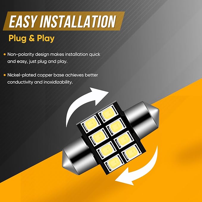 Audak DE3175 DE3022 DE3021 3175 6428 Festoon LED Bulb 30MM Canbus Error Free for Interior Dome Map Lights Door Courtesy Lights Trunk Lights License Plate Lights (Pack of 4)