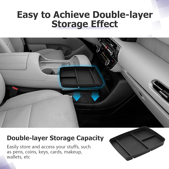 LUWU Low Center Console Organizer Compatible with 2026 Hyundai Palisade Calligraphy Accessories Armrest Console Organizer Armrest 2026 Palisade Lower Storage Tray w/o Cup Holder(ONLY for 7-Seat)