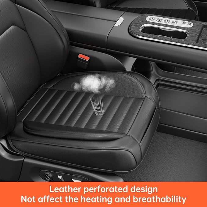 2 Pack Car Bottom Seat Cover, Luxury Leather Front Seat Covers, Breathable and Waterproof Automotive Bottom Seat Covers, Universal Anti-Slip Seat Covers Fit for Most Vehicles (Black, 2 PCS)