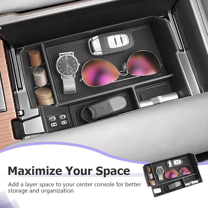 LUWU 2025 2026 Sienna Center Console Organizer for 2021 2022 2023 2024 2025 2026 Sienna Accessories Armrest Console Storage Box Insert Tray ABS Material Black