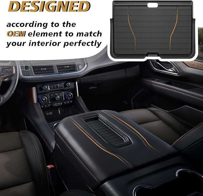 Muslogy Center Console Organizer Compatible with 2021-2023 2024 GMC Yukon & Chevy Tahoe Suburban Accessories Middle Console Storage Box & Hidden Panel Removable Cover (Not for Yukon Denali/Ultimate)