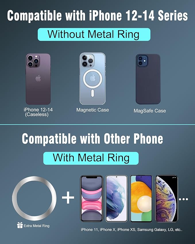 PTz Words for MagSafe Windshield Mount - Magnetic Phone Holder for Car, Suction Cup, High Heat Resistant, Super Strong Magnets, Compatible with iPhone, Galaxy & Other Smartphones