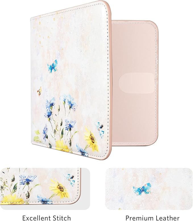 CoBak Car Registration and Insurance Holder - Vehicle Glove Box Car Organizer, Auto Truck Comparment Accessories Case for Essential Document, Driver License, Cards (Oil Painting Pink)