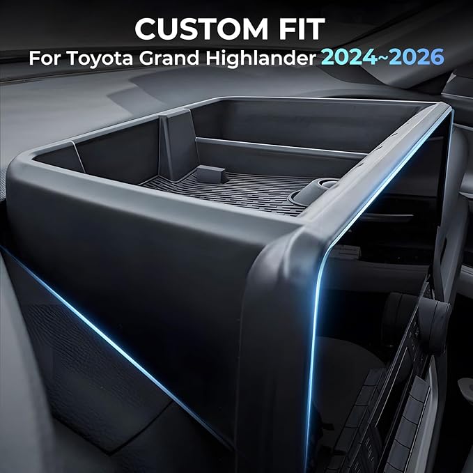 Dashboard Behind Screen Storage Box for Toyota Grand Highlander 2024 2025 2026, Interior Accessories Center Console Organizer Tray for 24 25 26 Grand Highlander, Black