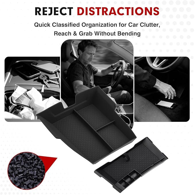 Autorder 2PCS Center Console Organizer for Chevy Chevrolet Equinox 2025-2026 Accessories Center Console Insert Tray Secondary Storage Box with Anti-Slip Mat(Not for Equinox EV)