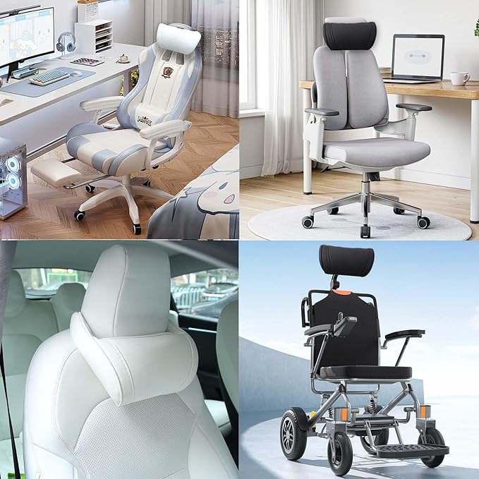 Car Neck Pillow Memory Foam Automotive Seat Cushions of Headrests for Relieving Neck Stiffness Seat Neck Support Pillow, Fits All Vehicles, 2 Pieces, Black