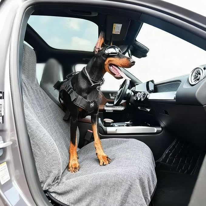 Universal Car Seat Cover Towel, Waterproof Washable Sweat Protection for Front Bucket Seats, Non-Slip Fit, Fits Cars SUVs Trucks, Ideal for Gym, Kids, Pets, Outdoor Sports, Travel (Gray, 1 Pack)