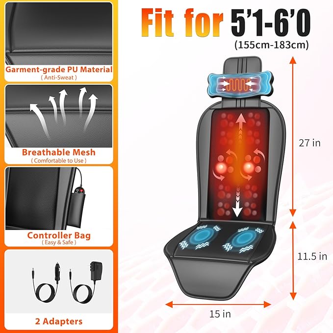 Shiatsu Massage Cushion,Kneading Back Massager with Heat for Full Back,Seat Massager with Neck Support Suitable for Office/Home/Parents/Friends/Christmas