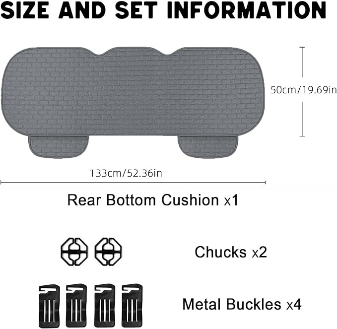 Dark Gray Back Seat Cover, Rear Car Seat Cover for Cars Truck SUV, Seat Covers with Storage Pocket(Dark Gray-Back Seat)