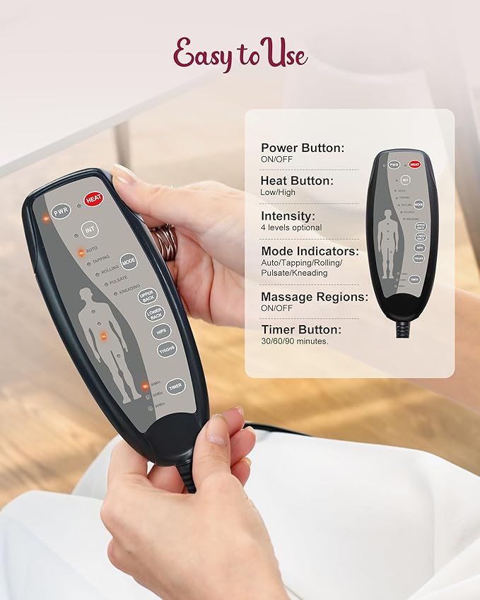 Vibraiton Back Massager for Chair, Massage Seat Cushion, Back Massage Pad with Heat,10 Vibration Motors,5 Vibration Modes,Chair Massager at Office/Home