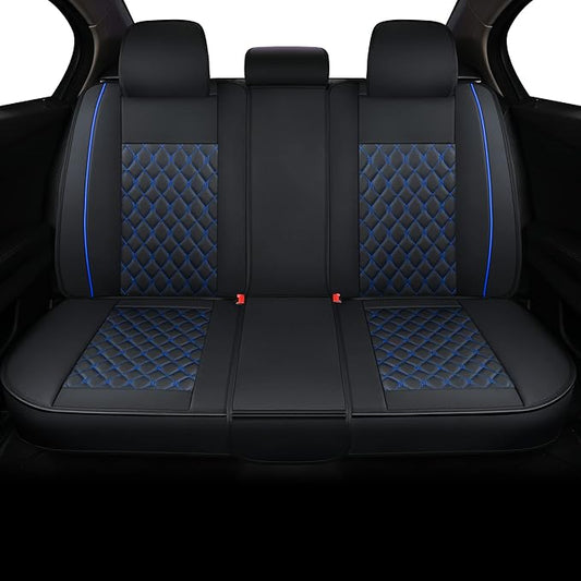 Car Back Seat Covers,Rear Seat Covers,Universal Fit for Most Cars,SUV,Sedans and Pick-up Trucks,Automotive Faux Leather Vehicle Cushion Covers(Rear Seat Covers,Black/Blue)