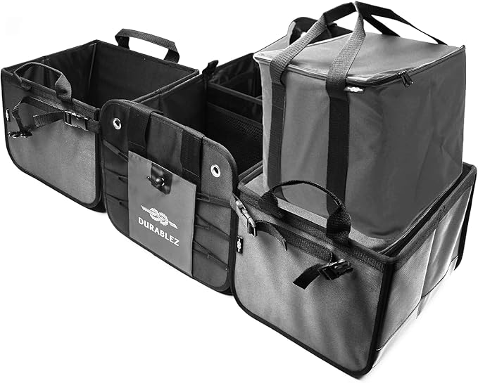Modular 5-Section Trunk Organizer XL – Car Storage for Groceries, Tools, Sports Gear, Emergency Kits – Extra Large Multi-Module Cargo Box, Foldable, Detachable, Heavy Duty Design – Gray