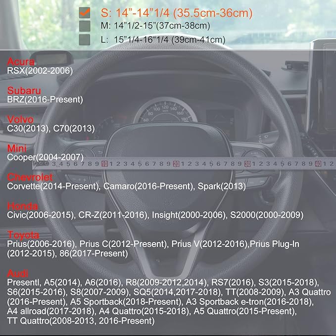 Car Steering Wheel Cover Black, 14-14.5 inch Steering Wheel Covers with Coasters Microfiber Leather Carbon Fiber Breathable Anti-Slip Durable Universal Auto Steering Wheel Protective