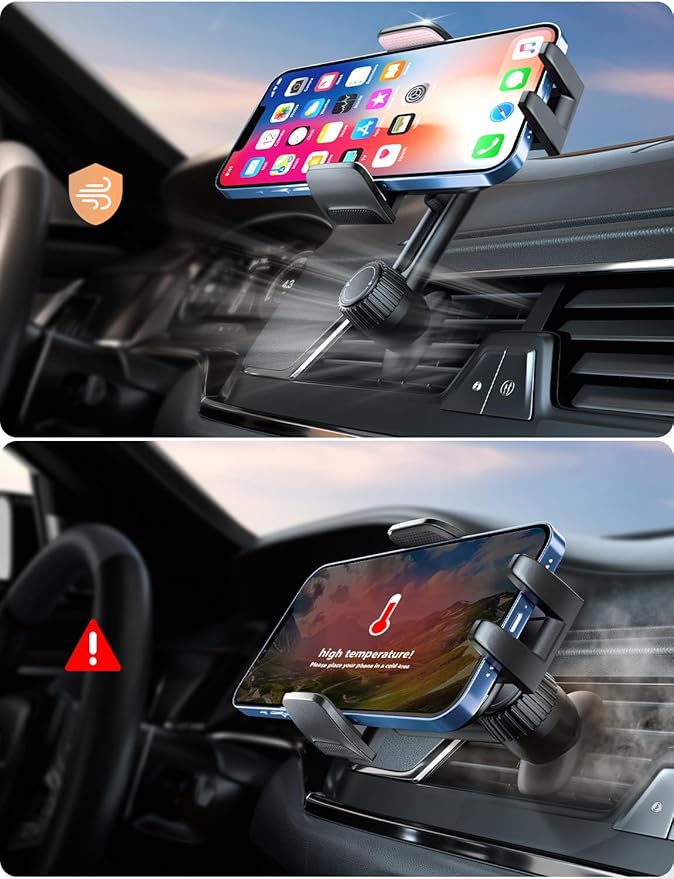 Phone Mount for Car Vent: [Never Blocking] Air Vent Cell Phones Holder for iPhone & Samsung Android Smartphone [Thick Cases Friendly] Hands-Free Auto Mobile Phone Stand (Pink)