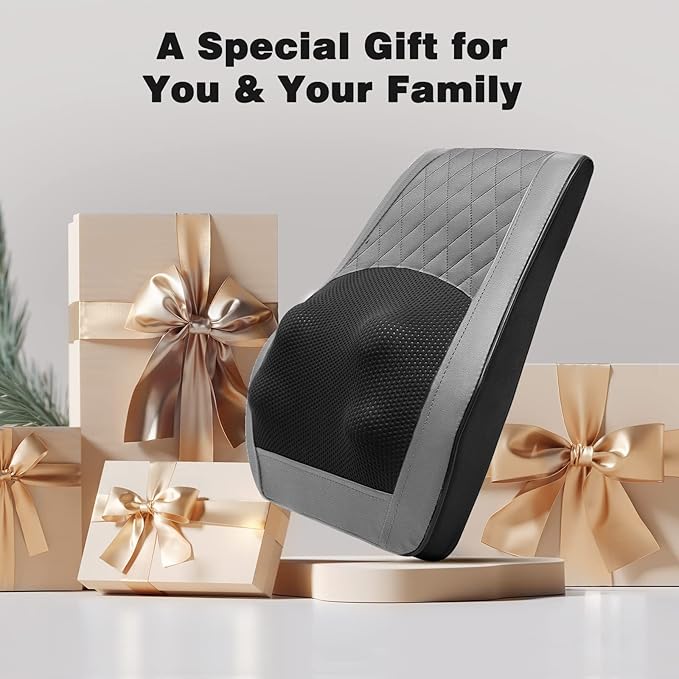 Boriwat Back and Neck Massager with Heat - 3D Kneading Massage Pillow for Neck, Shoulder, Leg Pain Relief - Gifts for Men, Women, Mom, Dad - Relax at Home, Office, Car - Dark Gray