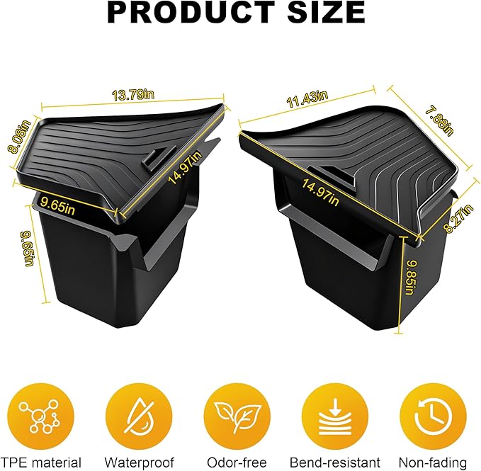 Tesla Model Y Trunk Storage Bins 2025 - Large Capacity TPE Trunk Organizer for Tesla Model Y Refresh, Exact-Fit Left & Right Car Trunk Organizer, Interior Modification Storage Boxes