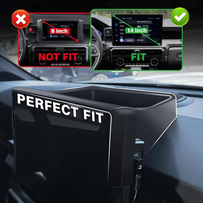 Muslogy Dashboard Storage Box Compatible with 2024-2026 Tacoma & 2025 2026 4Runner Accessories Center Console Organizer w/14-inch Screen for Limited Trailhunter TRD Pro (14 Inch Screen Only) (Red)