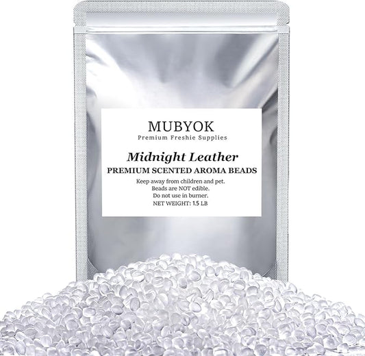 MUBYOK 1.5LB Midnight Leather Premium Scented Aroma Beads for Making Car Freshies Supplies PreScented Beads for Car Air Freshener Sachets Long-Lasing Scent