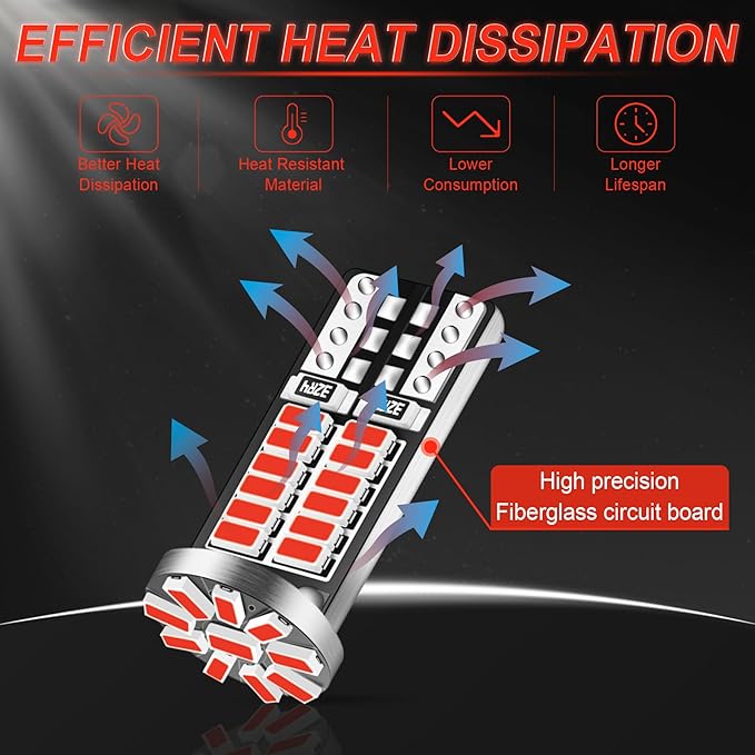 10Pcs Super Bright 194 T10 168 2825 W5W 34-SMD 3014 Chipsets Replacement LED Bulb for Car Trunk Interior Dome Map Door Courtesy License Plate Lights - Brilliant Red