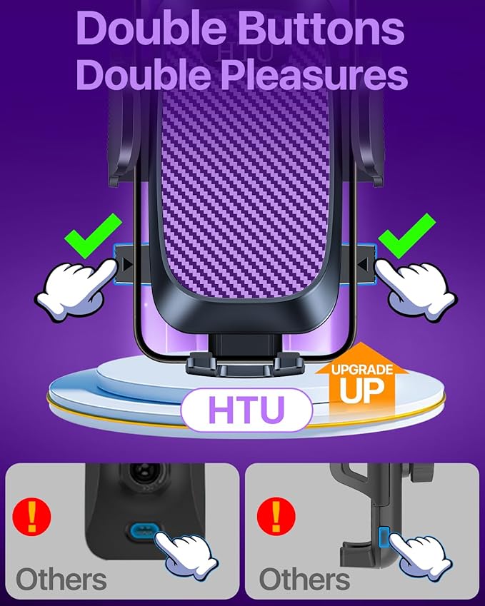 HTU 2026 Ultimate Best【True Military-Grade & Safety Cert】Car Phone Holder【Upgraded 360 Rotation & 100+LBS Strongest Suction】5-in-1 Truck Windshield Dashboard Vent Mount Stand for iPhone Android,Purple