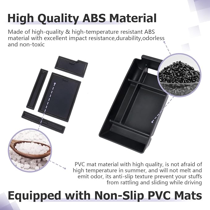 LUWU Center Console Organizer Compatible with 2022-2026 Benz C-Class C300/C300 4Matic/AMG C43/AMG C63 SE Performance W206 Accessories Armrest Console Storage Box Insert Tray ABS Material Black