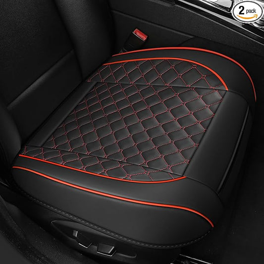2pcs Car Seat Covers for Upgrade Leather,Car Seat Protector Water Proof Material,No Slip Soft,Side Wrapping,Bottom Seat Covers Universal for Most Automotive,Vans,Trucks,Suvs (Black-Red)