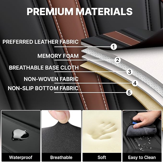 Car Seat Cover for Lexus RX 350 2007-2026,Leather Seat Cover for Car,Breathable Vehicle Cushions Cover Waterproof Protectors Seat Protector, (Full Set,Black&Brown)