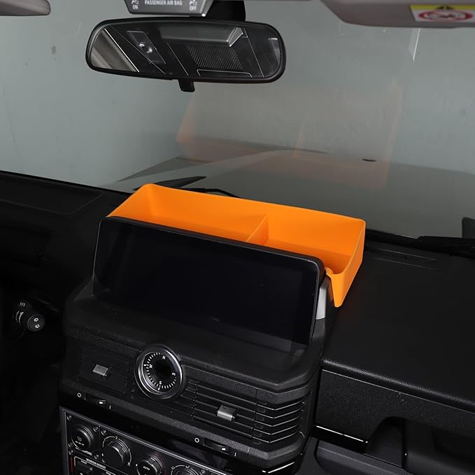 Center Console Dash Organizer for INEOS Grenadier 2020-2025 Accessories, Dashboard Organizer Tray, Navigation Screen Rear Stroage Tray, Dash Panel Insert Behind Screen Silicone Stroage Pallet (Yellow)