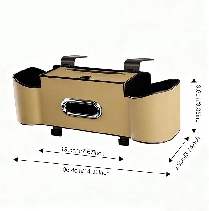 Car Backseat Organizer for Kids & Travelers - 4 in 1 Multifunctional Car Seat Back Storage with Cup Holder, Tissue Box, Snack/Handbag Holder - Nappa Leather Universal Fit for SUV/Van/Sedan (Beige)