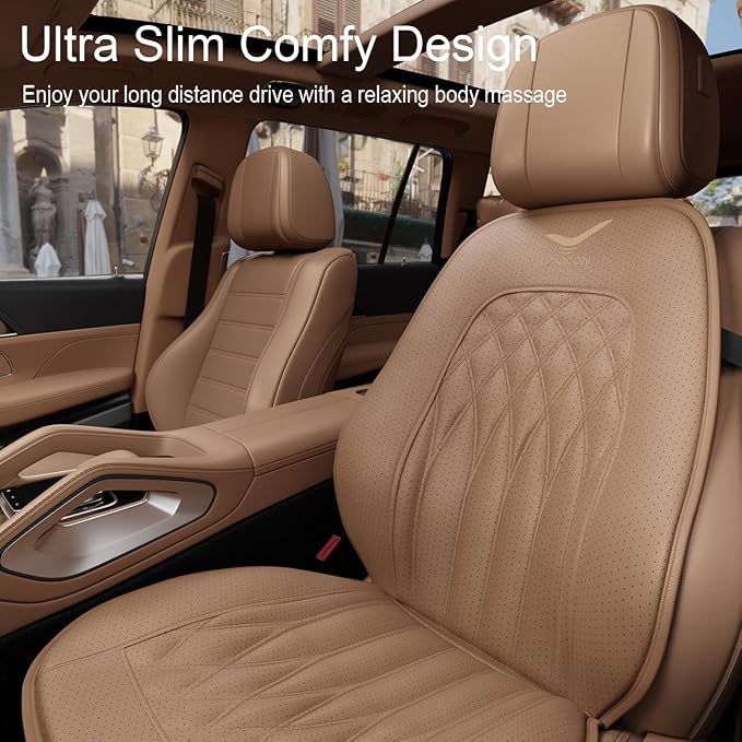 Laxon Vehicle Seat Air Massage Cover. Tailored for Long-Distance Drivers with Long Driving.11 Air Cells Dynamic Work 3 Massage Mode for Back & Hip. Relax Muscles While Driving (Brown)