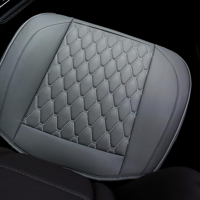 Cusaota 2 Piece Car Seat Covers Protectors for Front Seat Bottoms, Luxury PU Leather Breathable Car Interior Seat Cushion Pad Mat for Auto Supplies (Sedan SUV Truck Jeep Mini Van) (Gray-2PCS)