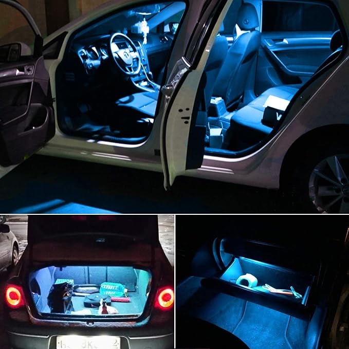 PHINLION 578 Ice Blue LED Light Bulbs, Super Bright 3030 6-SMD Festoon 41mm 42mm 211-2 212-2 214-2 Replacement for Car Interior Map Dome Trunk Courtesy Lights, Pack of 4
