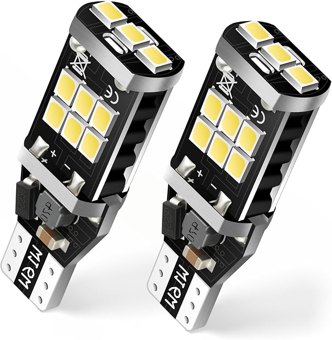 912 921 LED Bulb for Backup Reverse Lights, 2835 15-SMD Chipsets Error Free 300% Super Bright 906 922 W16W T15 LED Lights - (Pack of 2, White)