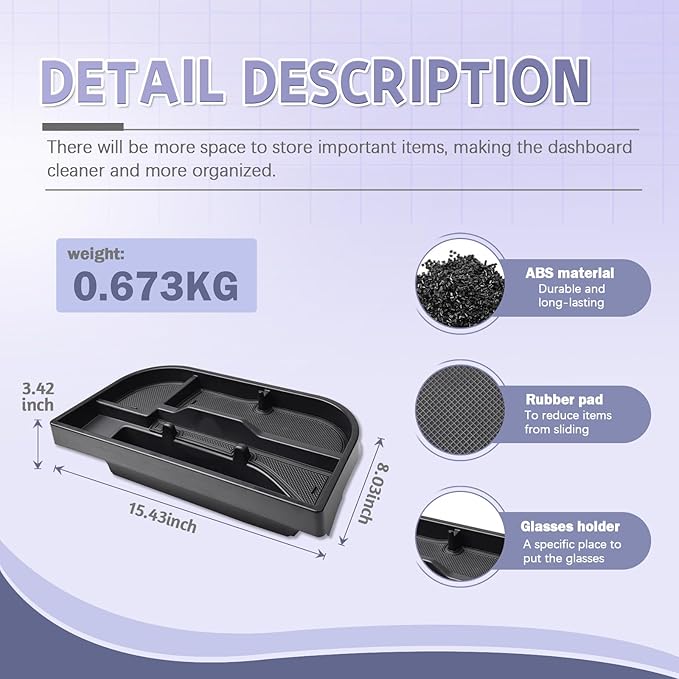 RUNROAD Dashboard Storage Organizer Tray Compatible with 2022-2026 Chevy Silverado/GMC Sierra 1500 and 2024 2025 2026 Silverado/Sierra 2500HD 3500HD Accessories, Center Console Organizer Armrest Tray