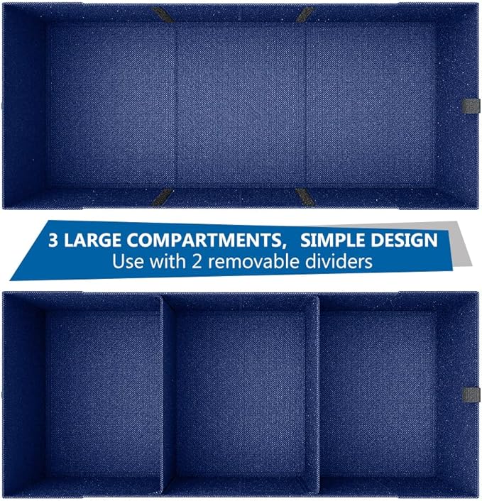 MIU COLOR Trunk Organizer for Car, Car Organizer, Sturdy Trunk Organizer for SUV, Non-Slip Bottom, Storage Organizer for Sedans, Van, Jeep, Grocery, Large 3 Compartments, Blue 32"×13"×10.6"