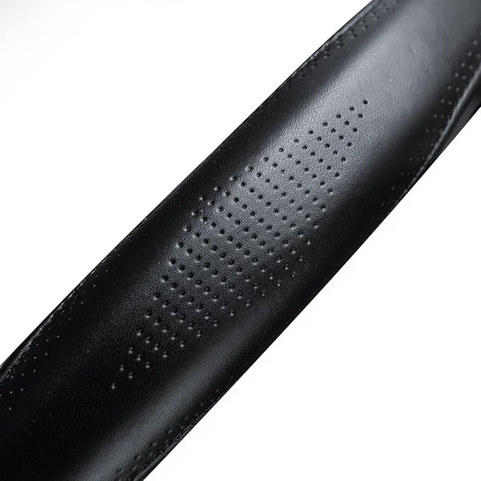 HAOKAY Top Grade Black Genuine Leather Steering Wheel Cover Men Women, Luxury Steering Wheel Cover for Cars, SUVS and Trucks，Universal 14.5-15 inch