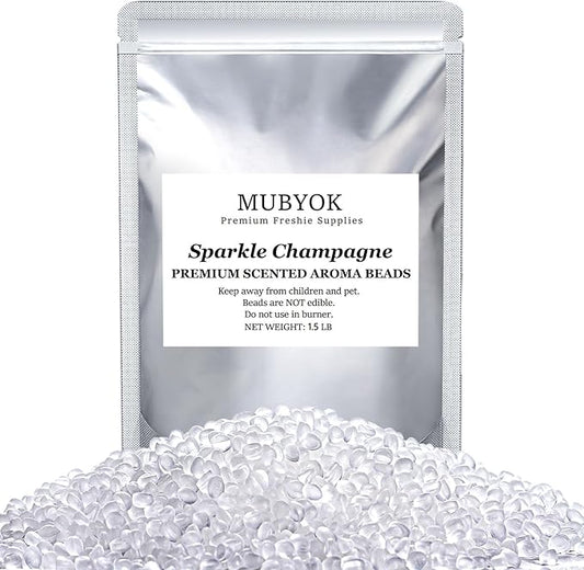 MUBYOK 1.5LB Sparkle Champagne Premium Scented Aroma Beads for Making Car Freshies Supplies PreScented Beads for Car Air Freshener Sachets Long-Lasing Scent