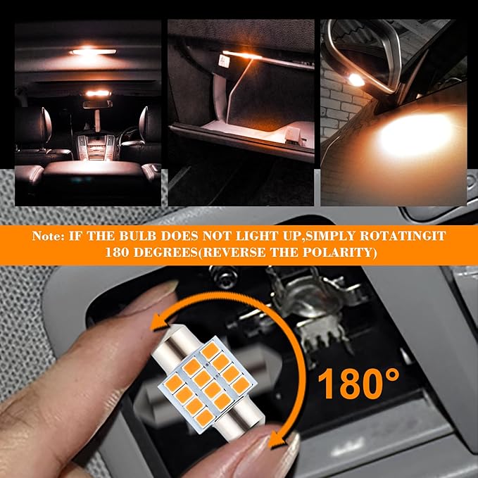 24 Pieces Dome Light LED Car Interior Bulb Kit Set 194 T10 DE3175 578 31mm 42mm Bulbs Interior Replacement Lights for Car Map License Plate Door Side Marker Cornering Trunk Light - Amber