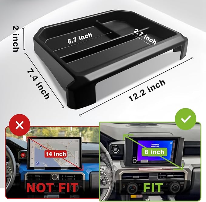 Muslogy Dashboard Storage Box for 2024 2025 2026 Tacoma & 2025 2026 4Runner Accessories Center Console Organizer w/ 8-inch Screen for SR SR5 TRD PreRunner TRD Sport Off-Road Pro Trailhunter (White)