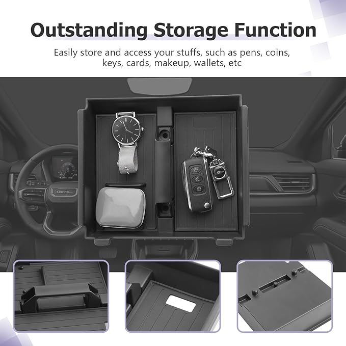 LUWU Center Console Organizer Compatible with 2025 Toyota 4Runner (6th Gen) Interior Accessories Armrest Storage Box Glove Organizer Tray Insert ABS Material 2025 4Runner Accessories with Handle