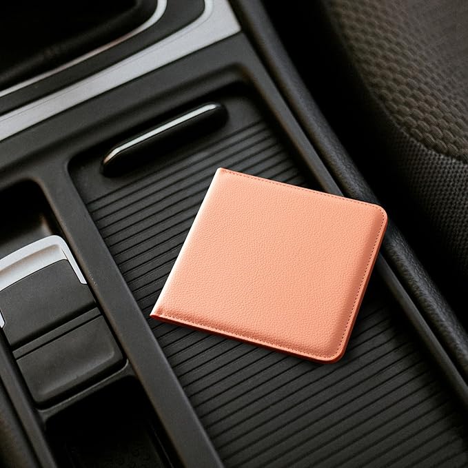 CoBak Car Registration and Insurance Holder - Vehicle Glove Box Car Organizer, Auto Truck Comparment Accessories Case for Essential Document, Driver License, Cards (Orange Pink)