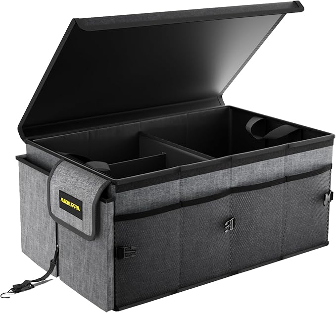 MIKKUPPA Car Trunk Organizer - 65L Collapsible Trunk Organizer with Lid, Sturdy Car Storage for SUV Auto Truck Van with Adjustable Straps and Non Slip Bottom (Gray)